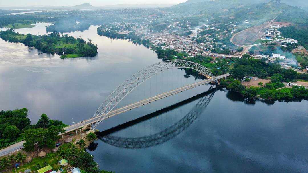 Akosombo Bridge over Lake Volta, Volta Region, Ghana.