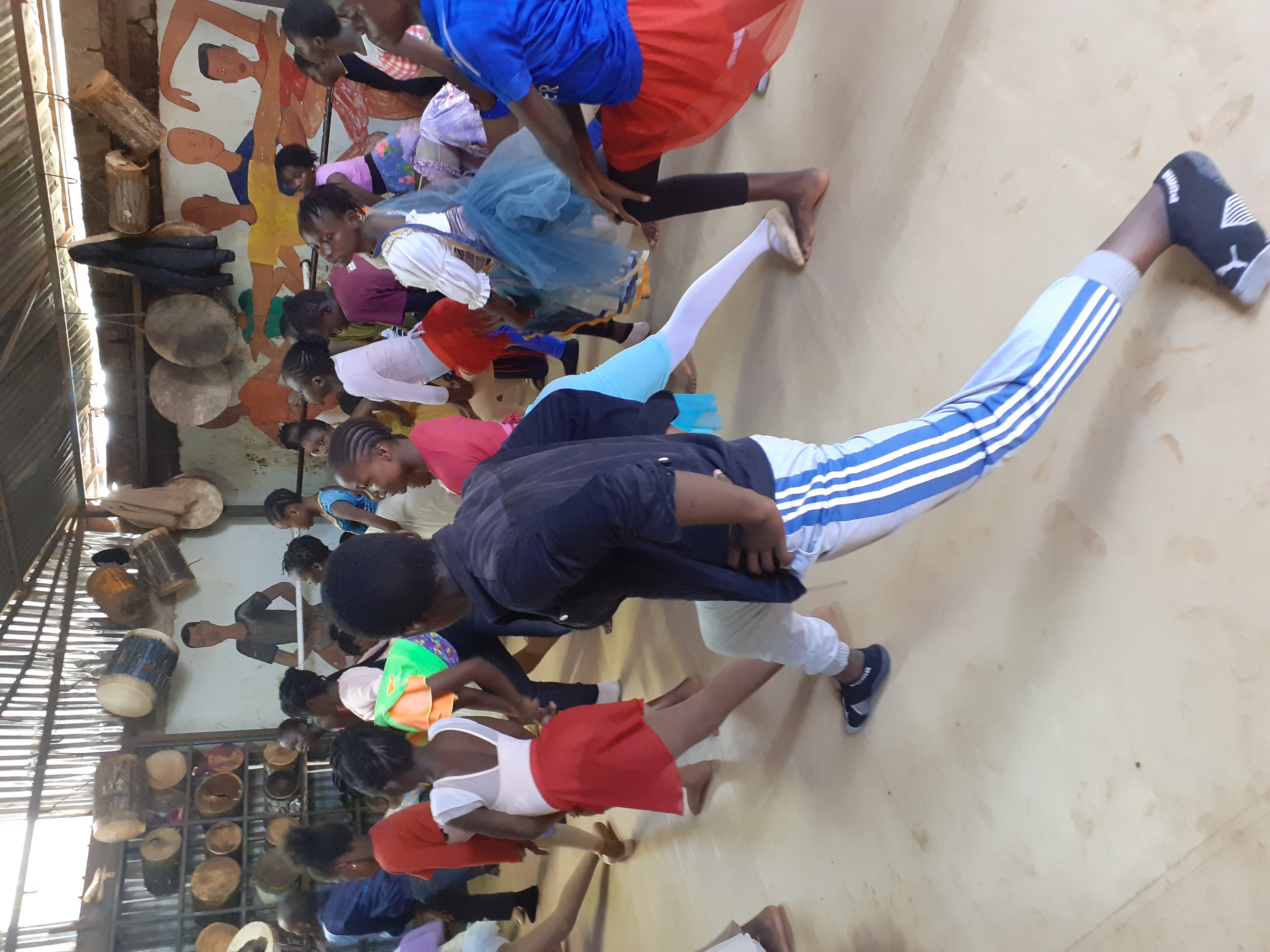 Children exercising to music at Project Elimu in Kibra, Nairobi, Kenya.