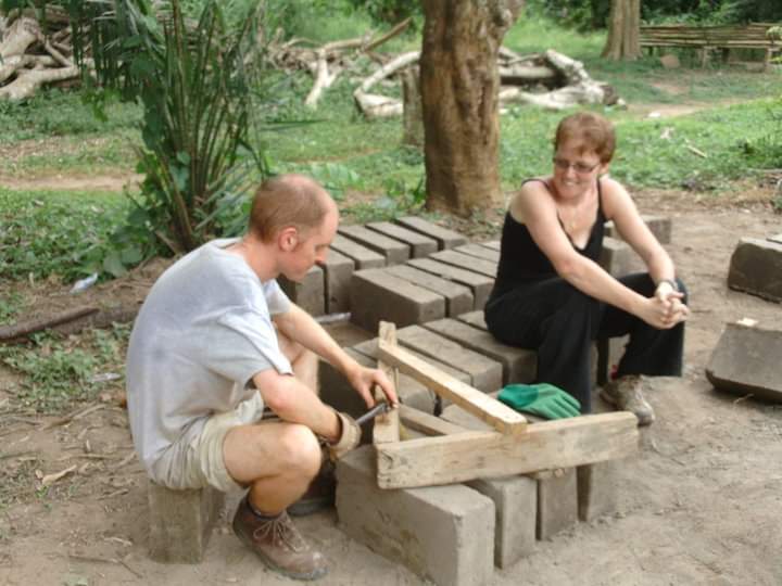 Volunteers doing carpentry work for a school in Ghana.